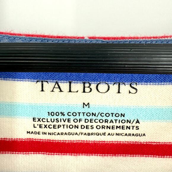 Talbots Sz Medium Red White Blue Patriotic Blouse Shirt Top Summer Artsy Mature - Picture 3 of 5